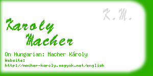 karoly macher business card